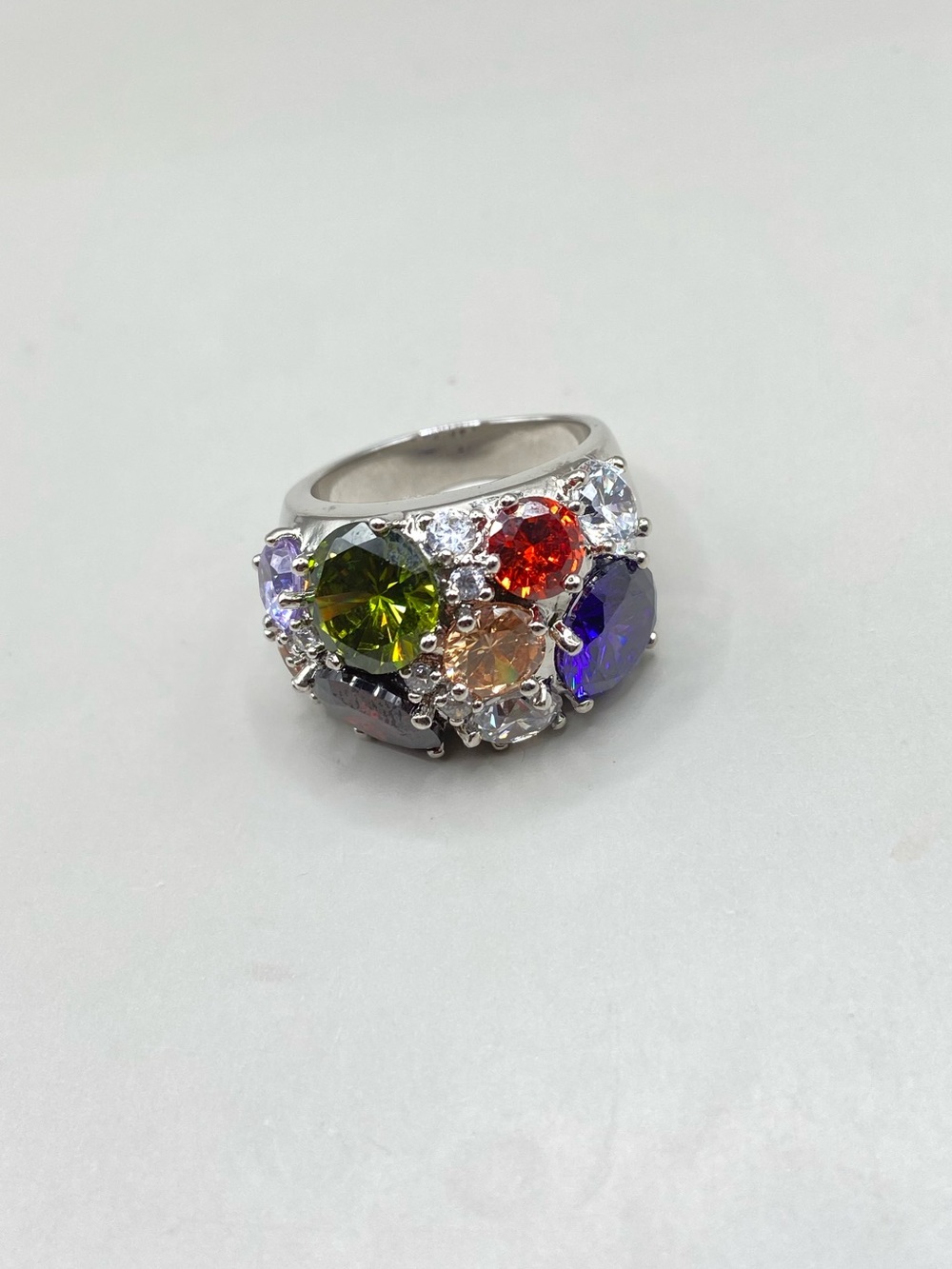 Vintage Natalia V Collister NVC Silver Tone Multicolor Gemstone Ring - Picture 4 of 8